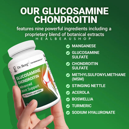 Dr. Berg Glucosamine Chondroitin MSM Turmeric & Boswellia - Suplemen Persendian 1500 mg Glucosamine Sulfate - Includes 120 Capsules