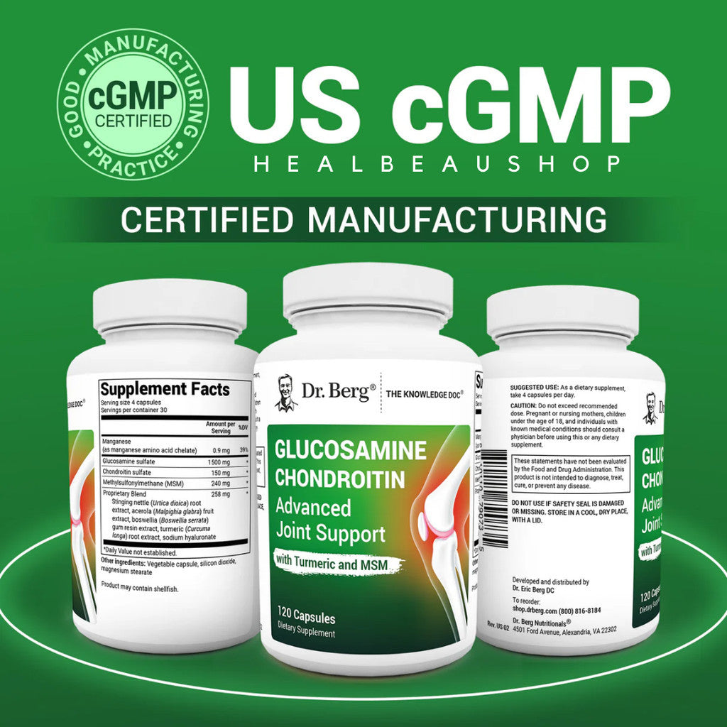 Dr. Berg Glucosamine Chondroitin MSM Turmeric & Boswellia - Suplemen Persendian 1500 mg Glucosamine Sulfate - Includes 120 Capsules