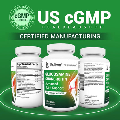 Dr. Berg Glucosamine Chondroitin MSM Turmeric & Boswellia - Suplemen Persendian 1500 mg Glucosamine Sulfate - Includes 120 Capsules