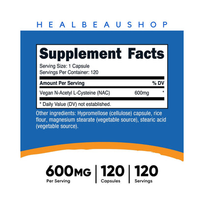 Nutricost NAC Vegan N Acetyl L Cysteine 600mg Halal Suplemen Hati & Ginjal  Original USA