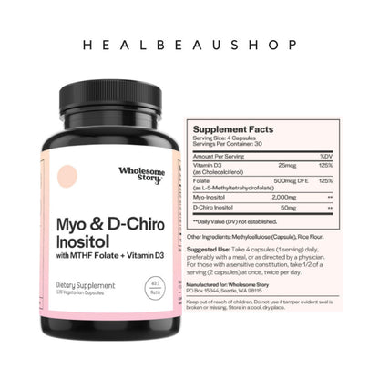 Wholesome Story Myo D-Chiro & Inositol 40:1 2050mg MTHF 2550mg D3 Folate