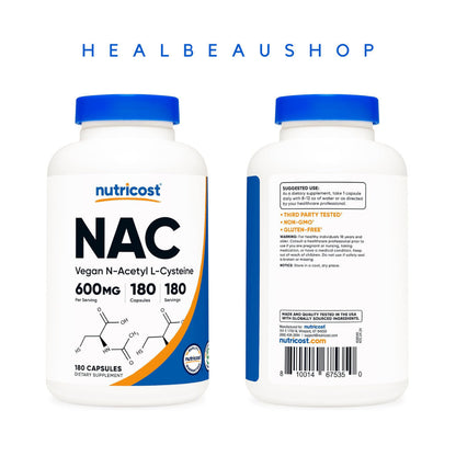 Nutricost NAC Vegan N Acetyl L Cysteine 600mg Halal Suplemen Hati & Ginjal  Original USA
