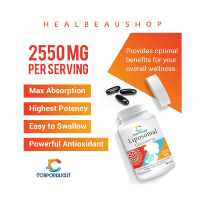 Liposomal Glutathione 2550mg Hyaluronic Acid Resveratrol Collagen Peptide Ori USA