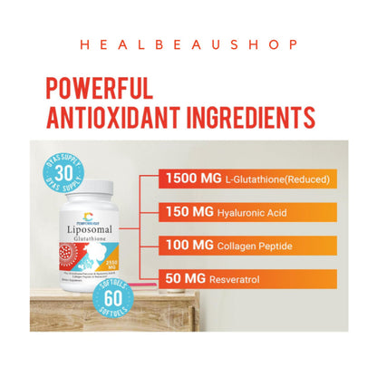 Liposomal Glutathione 2550mg Hyaluronic Acid Resveratrol Collagen Peptide Ori USA