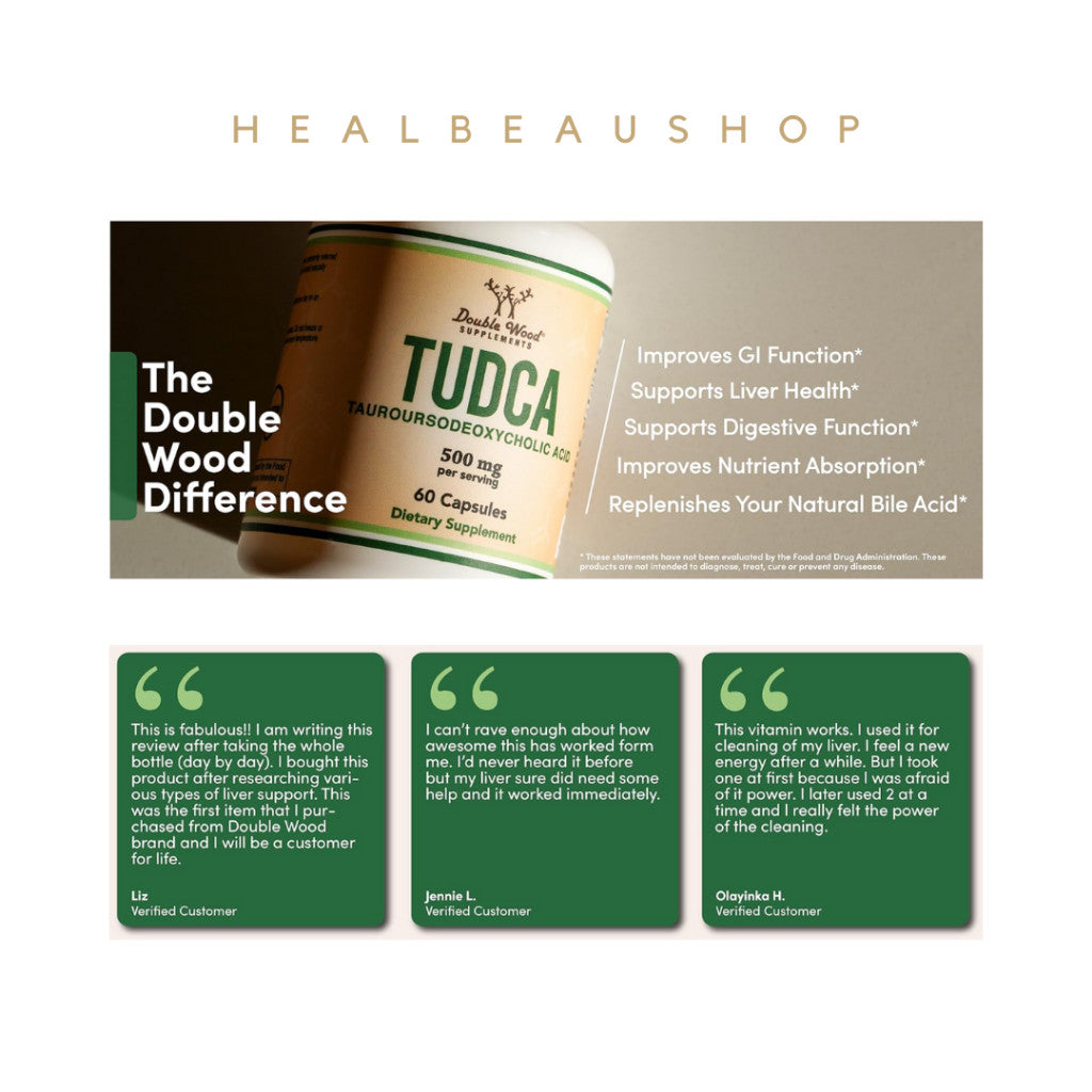 Doublewood Tudca Liver Detox Batu Empedu Tiroid 500mg 60caps Halal Ori USA