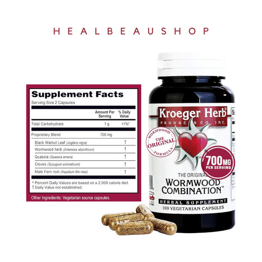 Kroeger Herb Wormwood Black Walnut Red Clover 100 caps Suplemen Detox Deworming Detox Usus dari Parasit