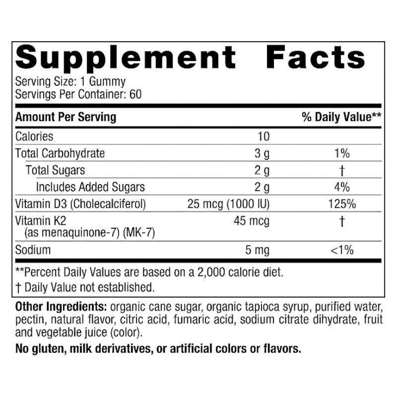 D3 K2 Anak Nordic Naturals 60 Gummies 45mcg (1000iu)