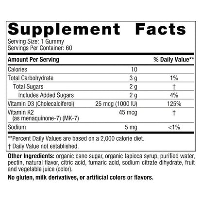 D3 K2 Anak Nordic Naturals 60 Gummies 45mcg (1000iu)