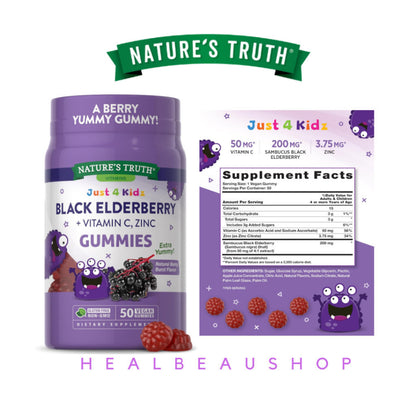 Nature's Truth Kids Probiotic Multivitamin Elderberry Melatonin Vitamin C Zinc