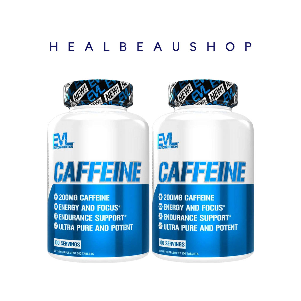EVL Nutrition Caffeine 200mg 100tabs Suplemen Energi Fokus Ori USA