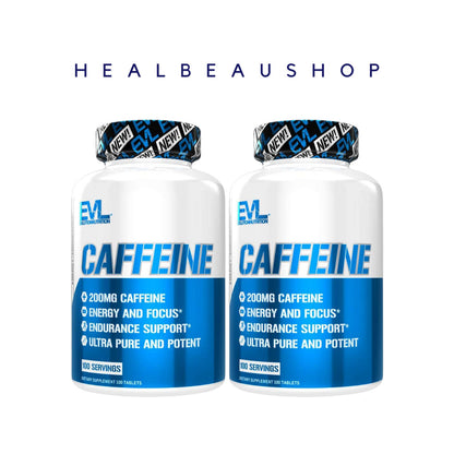 EVL Nutrition Caffeine 200mg 100tabs Suplemen Energi Fokus Ori USA