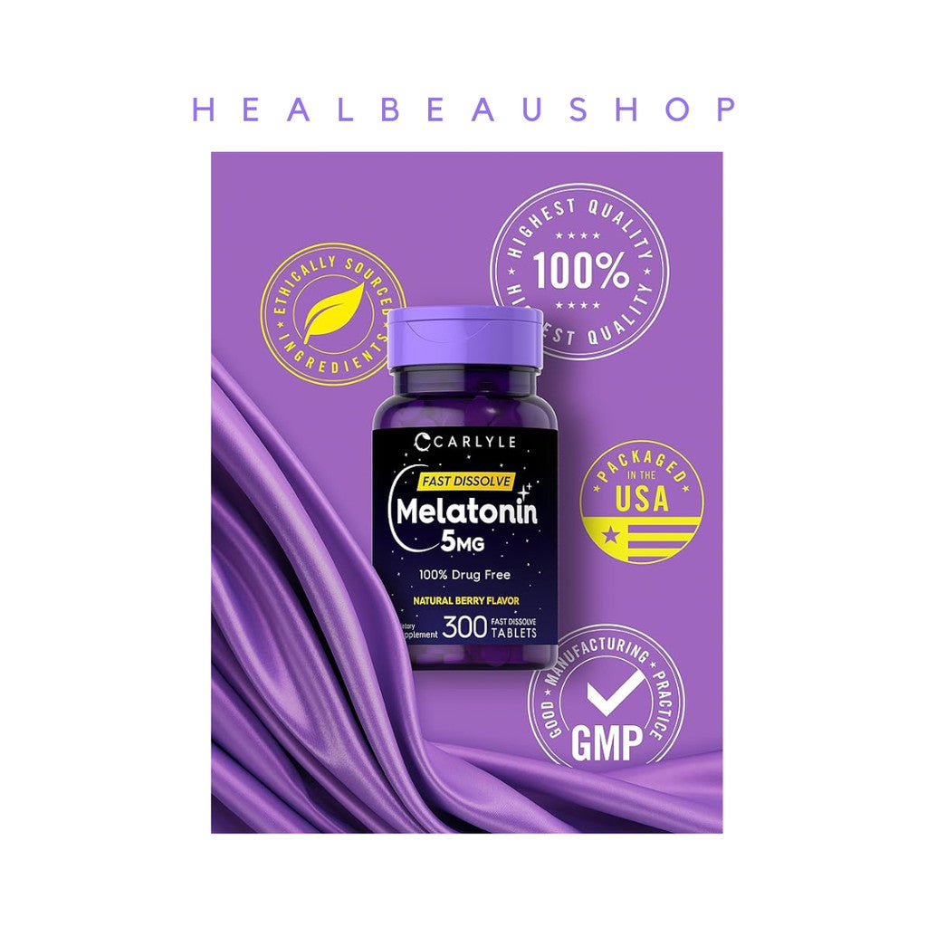 Carlyle Melatonin 5mg 300tab Berry Suplemen Insomnia Depresi Gelisah Ori USA