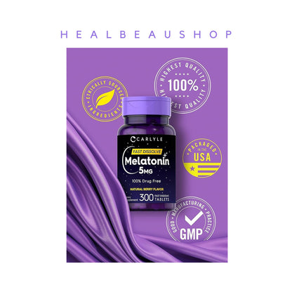 Carlyle Melatonin 5mg 300tab Berry Suplemen Insomnia Depresi Gelisah Ori USA