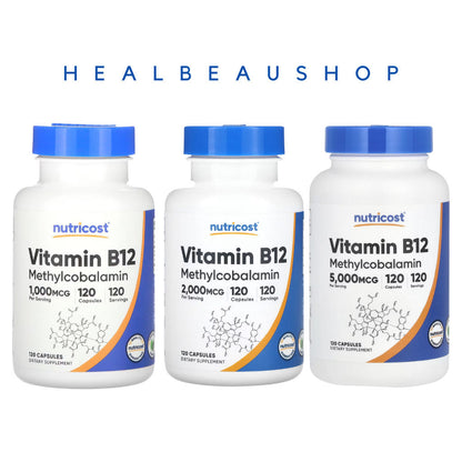 Nutricost Vitamin B12 (Methylcobalamin) 1000 2000 5000mcg 120caps Syaraf Kulit Sel Darah Merah