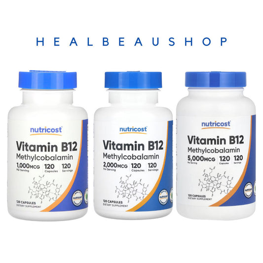 Nutricost Vitamin B12 (Methylcobalamin) 1000 2000 5000mcg 120caps Syaraf Kulit Sel Darah Merah