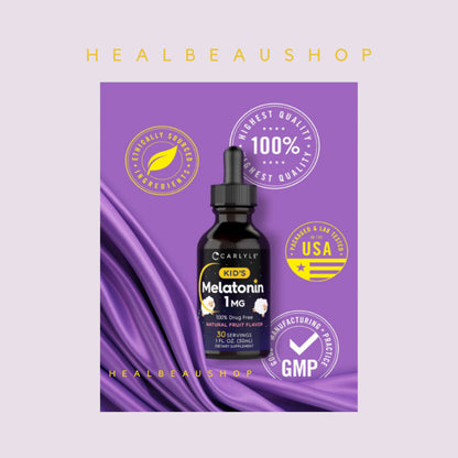 Carlyle Melatonin Liquid Kids Anak Tidur Nyenyak 1mg Rasa Buah Drug Free Ori USA