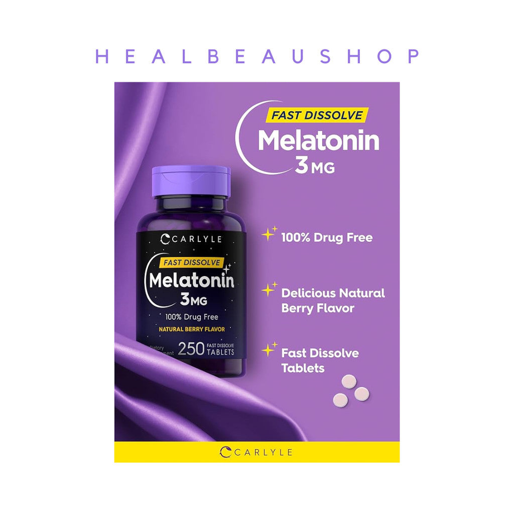 Carlyle Melatonin 3mg 250tab Suplemen Insomnia Depresi Gelisah Ori USA