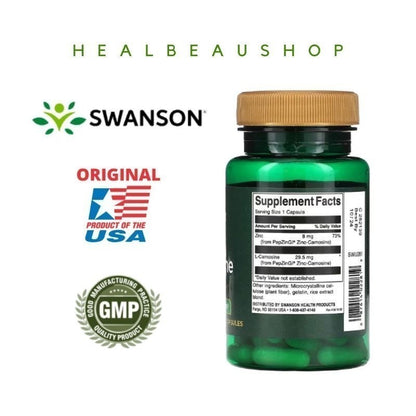 Swanson Zinc Carnosine untuk Lambung Maag GERD 60mg Original USA