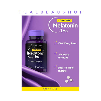 Carlyle Melatonin 1mg 300tab Suplemen Insomnia Depresi Gelisah Ori USA