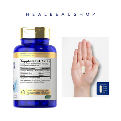 Carlyle Biotin 10.000 & 5.000 Mcg Keratin Alpha Lipoic Acid 150caps Original USA