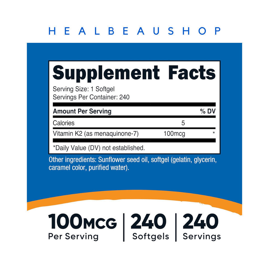 Nutricost MK7 MK4 K2 100mcg D3 5000iu 120 & 240 Softgels Suplemen Daya Tahan Tubuh