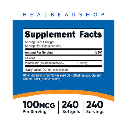 Nutricost MK7 MK4 K2 100mcg D3 5000iu 120 & 240 Softgels Suplemen Daya Tahan Tubuh