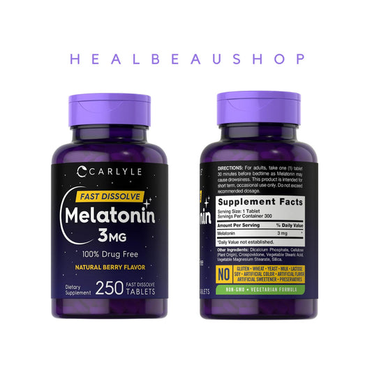 Carlyle Melatonin 3mg 250tab Suplemen Insomnia Depresi Gelisah Ori USA