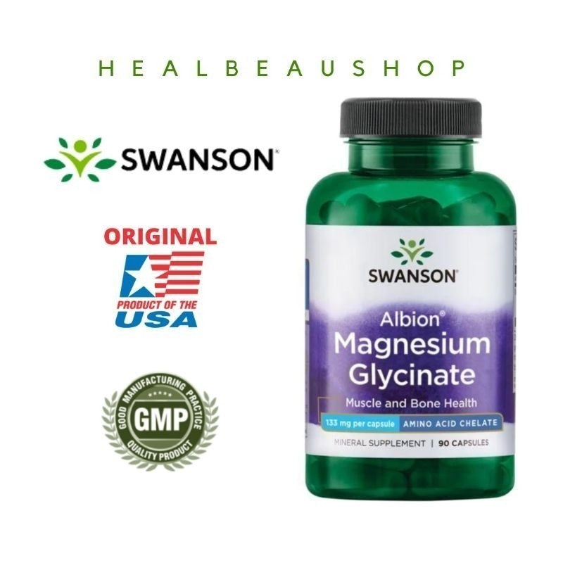 Swanson Albion Magnesium Glycinate Syaraf Otot Tulang 133mg 90caps ORI