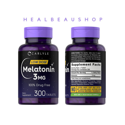Carlyle Melatonin 3mg 300tab Suplemen Insomnia Depresi Gelisah Ori USA