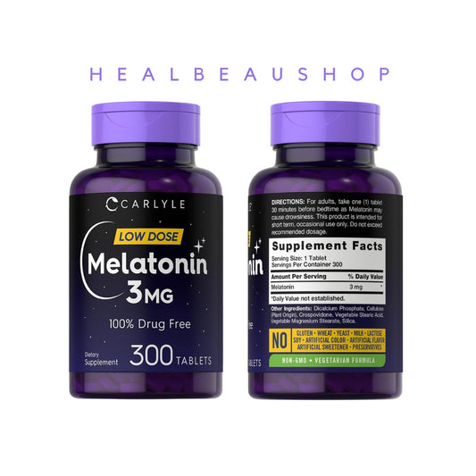 Carlyle Melatonin 3mg 300tab Suplemen Insomnia Depresi Gelisah Ori USA