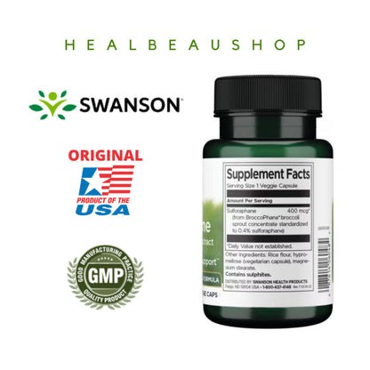 Swanson Sulforaphane from Broccoli Sprout Extract 400mcg 60 caps Ori US