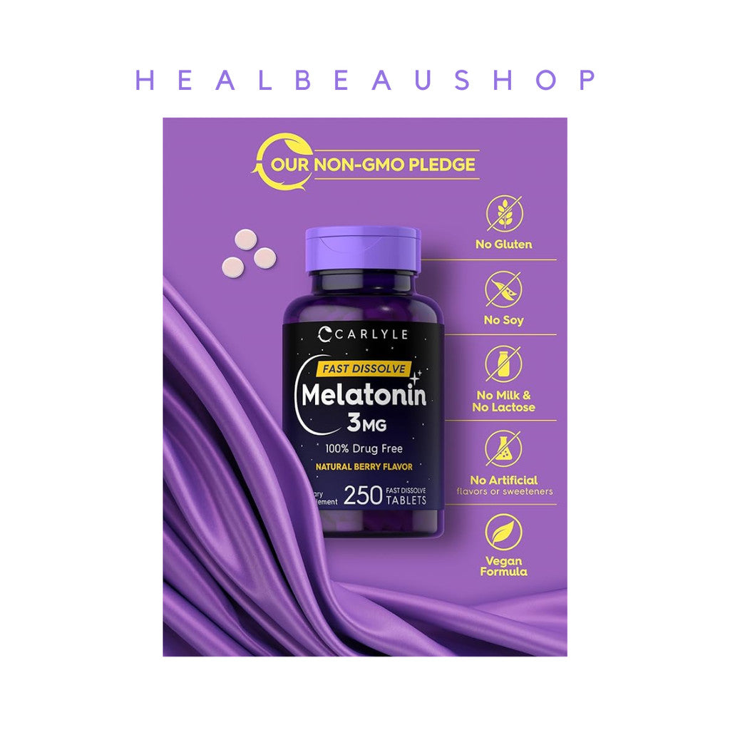 Carlyle Melatonin 3mg 250tab Suplemen Insomnia Depresi Gelisah Ori USA