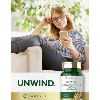 Carlyle Ashwagandha 600mg Melatonin 5mg Insomnia Stress Ori USA