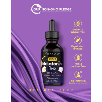 Carlyle Melatonin Liquid Kids Anak Tidur Nyenyak 1mg Rasa Buah Drug Free Ori USA