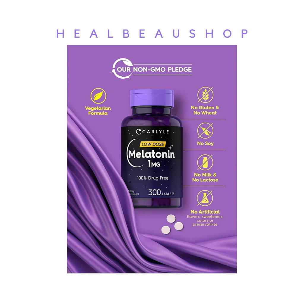 Carlyle Melatonin 1mg 300tab Suplemen Insomnia Depresi Gelisah Ori USA