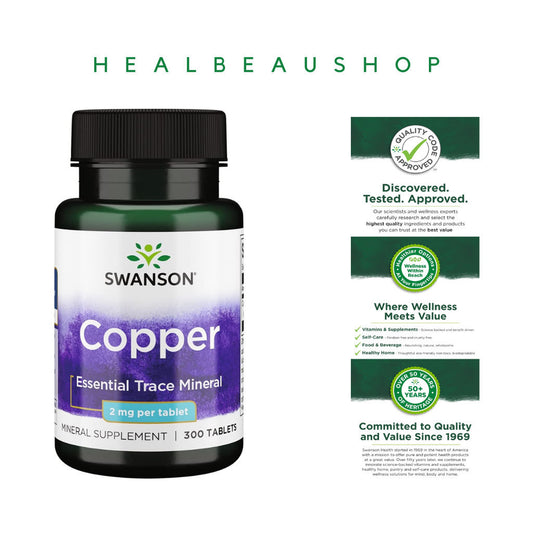 Swanson Albion Copper 2mg 300tablets Mineral Esensi Tubuh Original US