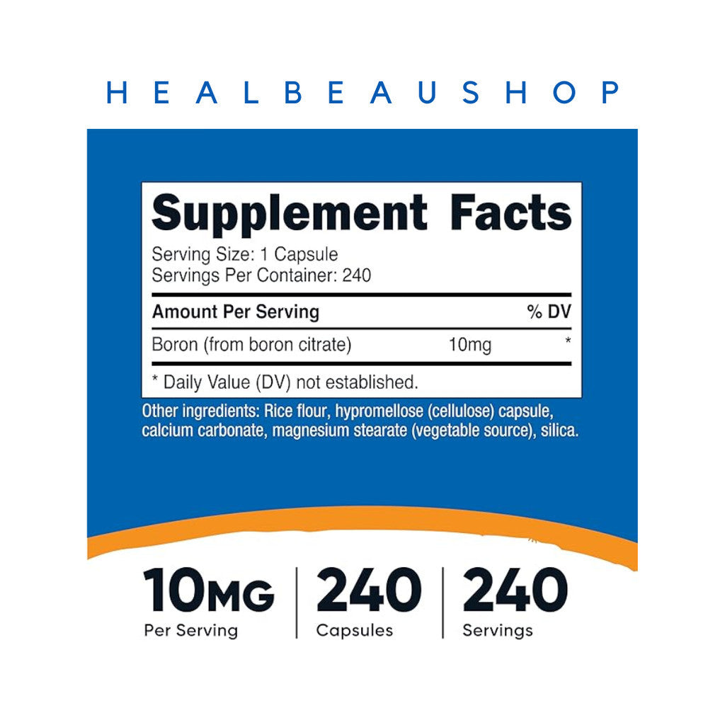 Nutricost Boron 10 mg / 5 mg / 3 mg – 240 Capsules | Bone, Joint & Muscle Support Supplement