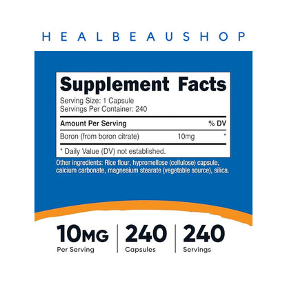 Nutricost Boron 10 mg / 5 mg / 3 mg – 240 Capsules | Bone, Joint & Muscle Support Supplement