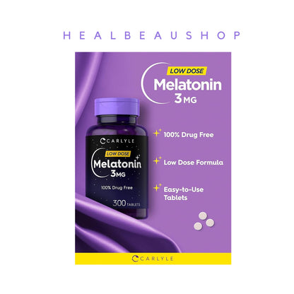 Carlyle Melatonin 3mg 300tab Suplemen Insomnia Depresi Gelisah Ori USA