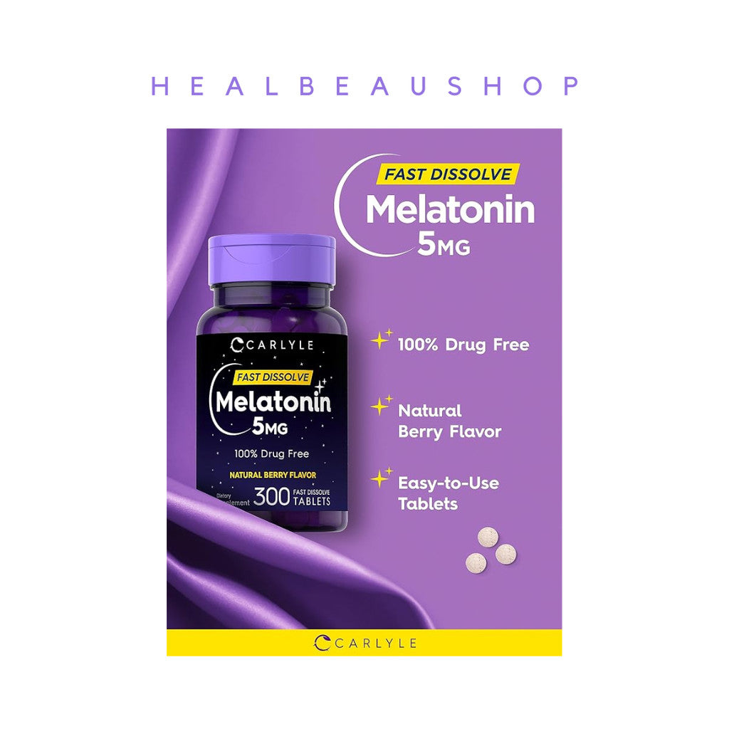 Carlyle Melatonin 5mg 300tab Berry Suplemen Insomnia Depresi Gelisah Ori USA