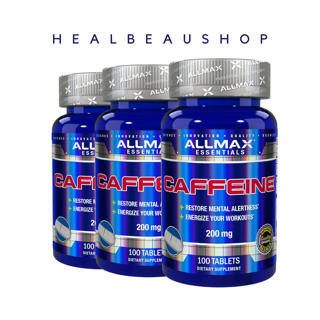 Allmax Caffeine 200mg 100tablet Stamina Performa Ketajaman Otak Ori USA